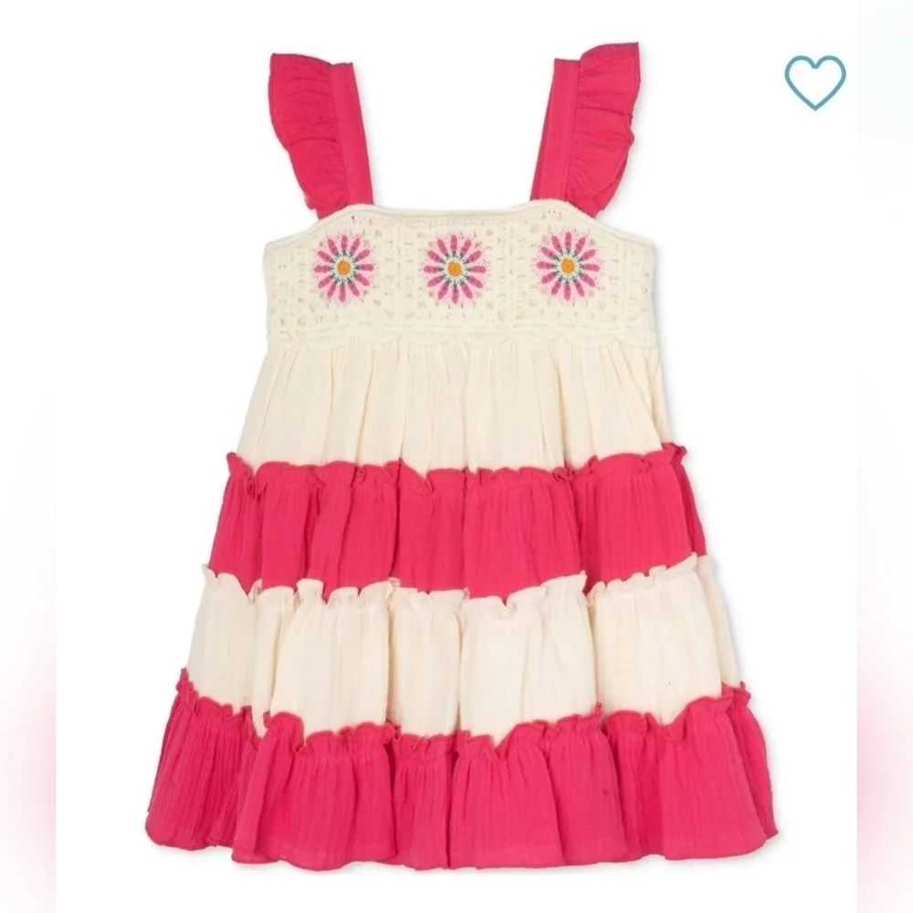 Rare Editions Pink and Cream Kids Casual Dress - Picture 6 of 11